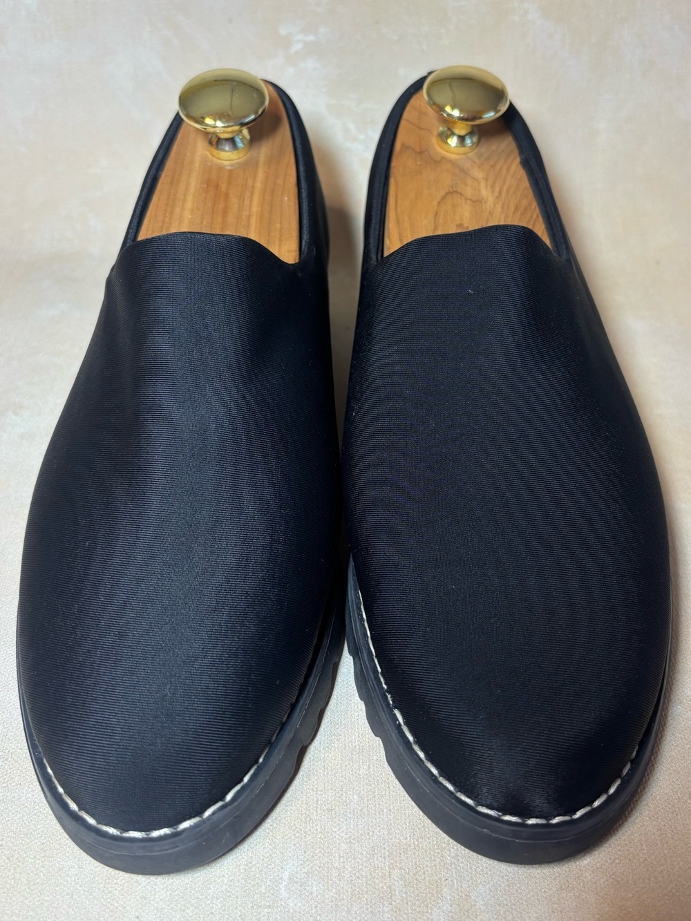 Women’s Easy Spirit Black Slip-On Microfiber Loafers, Lug Sole, 8 M